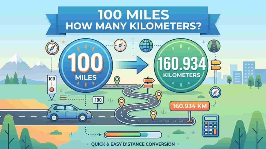 100 miles how many kilometers​ image