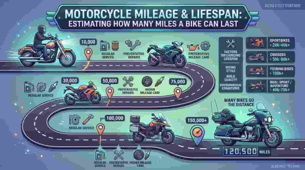 how many miles a motorcycle can last​ image