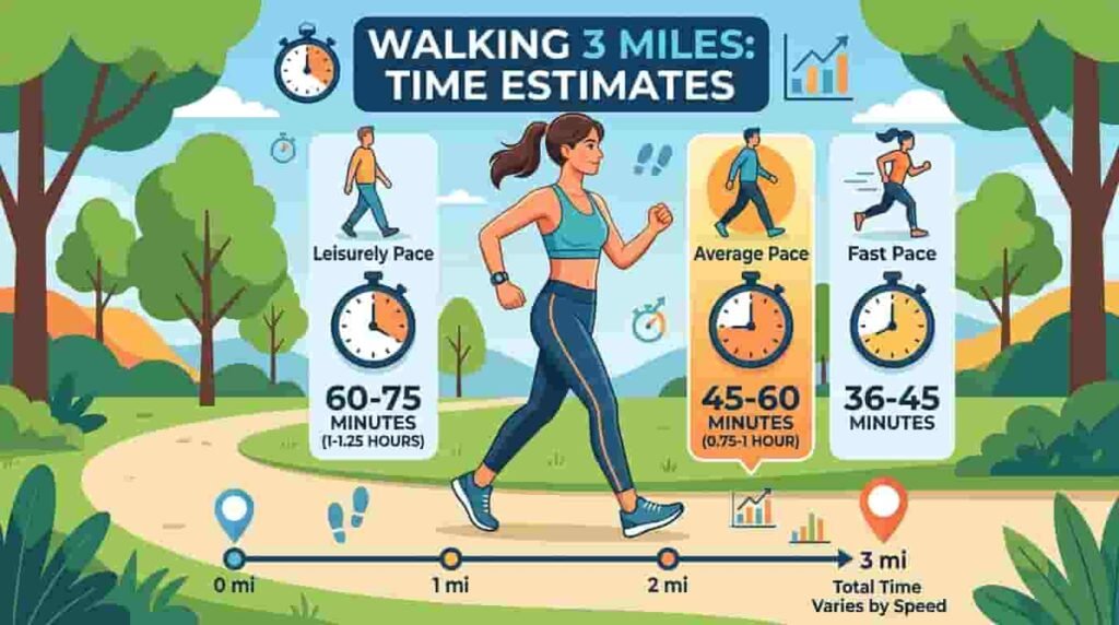 how long does it take to walk 3 miles​ IMAGE