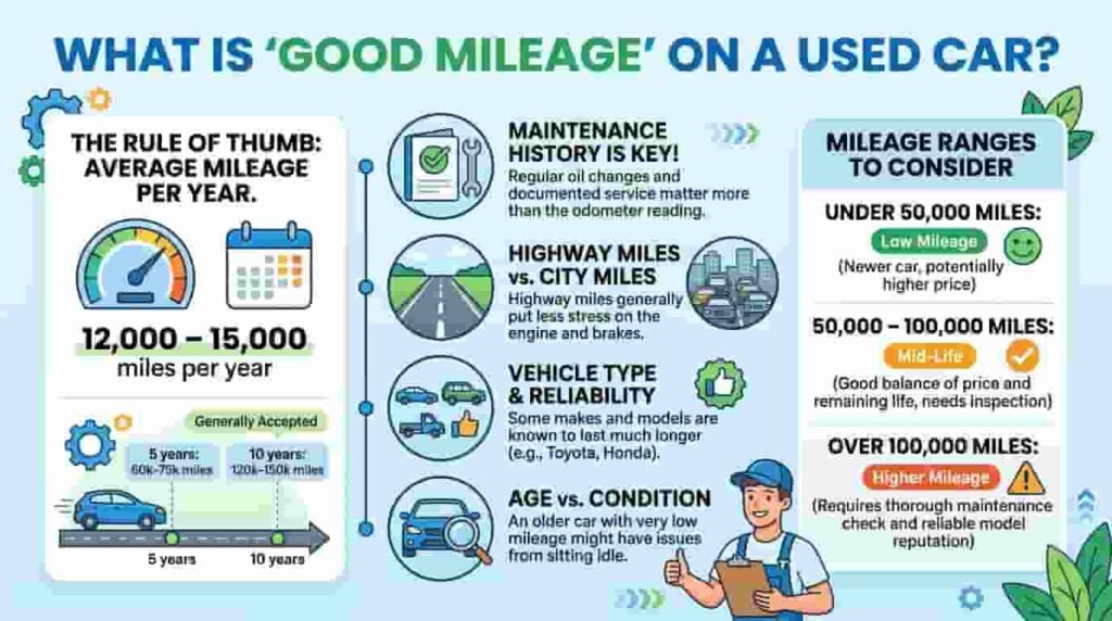 how many miles are good on a used car​ image