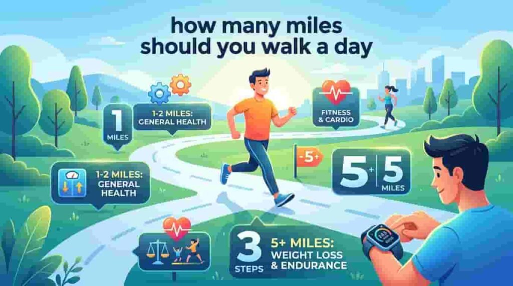 how many miles should you walk a day​ image