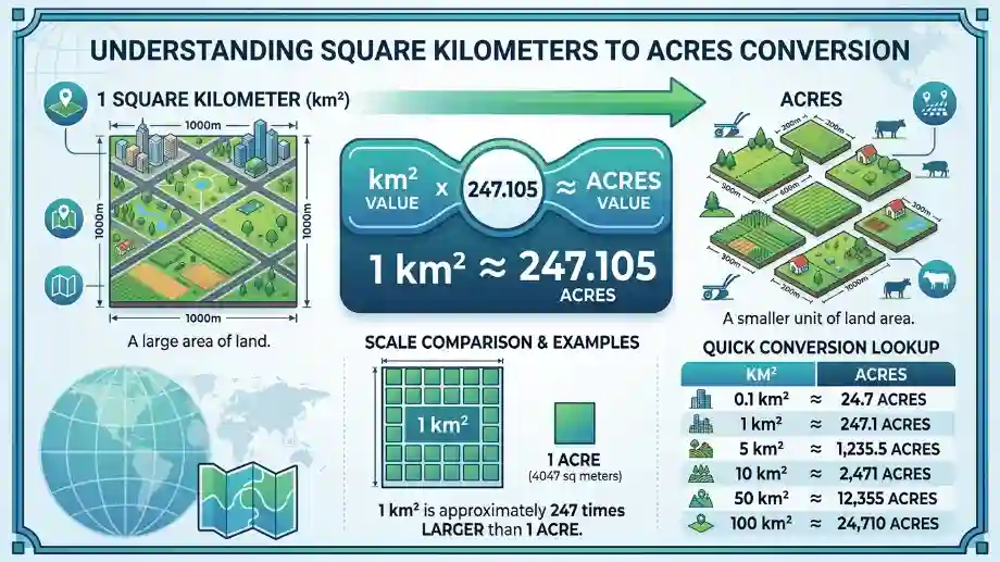 Square Kilometers to Acres Square Kilometers to Acres IMAGE
